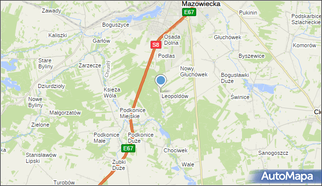 mapa Leopoldów, Leopoldów gmina Rawa Mazowiecka na mapie Targeo